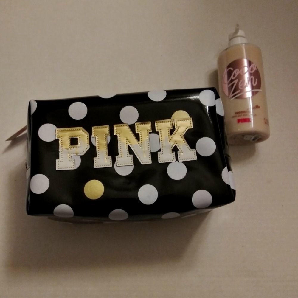 Pink bag and lotion.